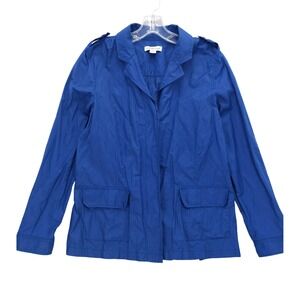 Coldwater Creek Blue Cotton Blend Utility‎ Jacket w Pockets Womens Size 12